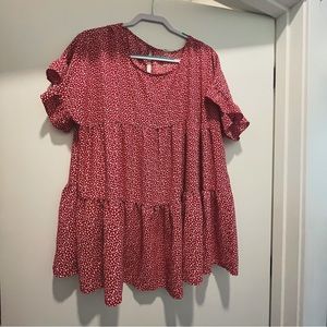 Chic Soul Polkadot Babydoll Blouse 2X